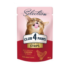 Club 4 Paws (Клуб 4 Лапи) Cat Premium Seleation Chicken - Вологий корм для котів зі смужками курки в соусі 85 г