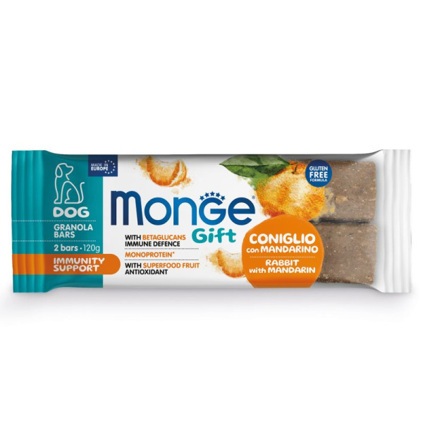 Monge (Монж) Gift Dog Grain Free Rabbit & Mandarin Immunity Support Adult All Breeds лакомство беззерновое для взрослых собак всех пород для поддержки иммунитета с мясом кролика и мандарином 120 г