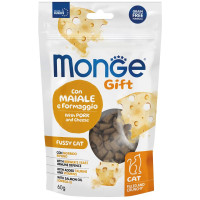 Monge (Монж) Gift Cat Grain Free Pork & Cheese Fussy Adult - Лакомство беззерновое для взрослых привередливых котов с мясом свинины и сыром 60 г