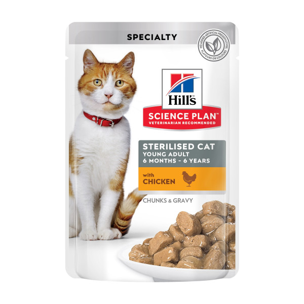 HILL\'S (Хилс) SP Cat Adult Sterilised Chicken - Влажный корм для кошек после стерилизации с курицей в соусе 85 г