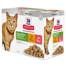 HILL\'S (Хілс) SP Cat Adult 7+ MIX (6+6) - Вологий корм для котів зрілого віку з лососем та куркою в соусі 12 шт.