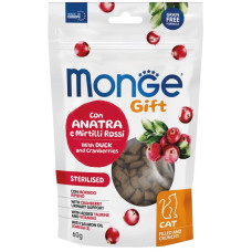 Monge (Монж) Gift Cat Grain Free Duck & Cranberry Sterilised Adult - Ласощі беззернові для дорослих стерилізованих котів з м’ясом качки та журавлиною 60 г
