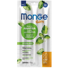 Monge (Монж) Gift Cat Grain Free Duck & Melissa Sticks Sterilised Adult - Ласощі беззернові для дорослих стерилізованих котів палички з м’ясом качки та мелісою 15 г