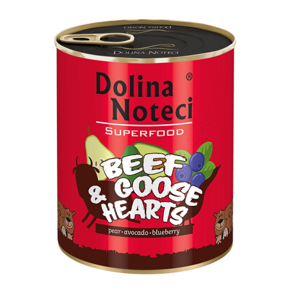Dolina Noteci (Долина Нотецы) Dog Superfood Beef & Goose Hearts - Влажный беззерновой корм для собак с говяжьими и гусиными сердцами 800 г