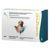 Zoetis Stronghold 12% - Капли от глистов, блох, ушных клещей, чесоточных клещей у собак весом от 20 до 40 кг, 2 мл