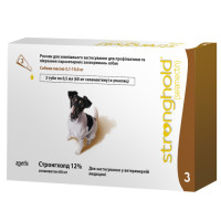 Zoetis Stronghold 12% - Капли от глистов, блох, ушных клещей, чесоточных клещей у собак весом от 5 до 10 кг, 0.5 мл