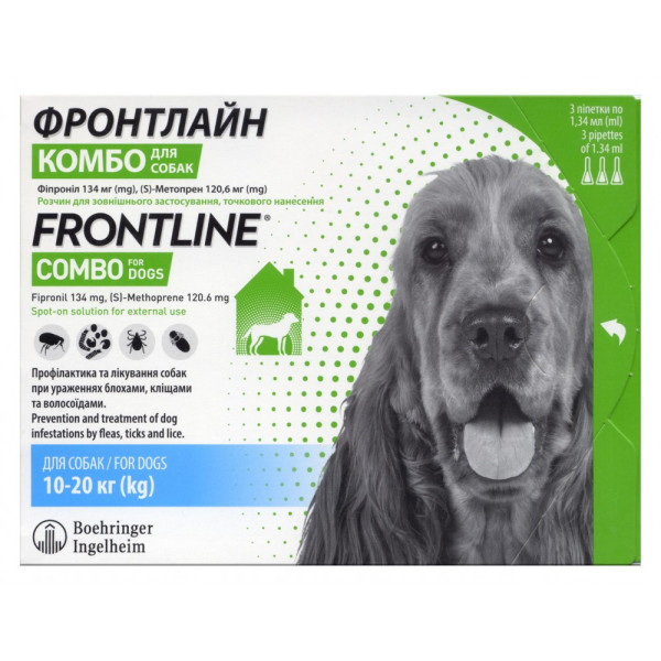 Boehringer Ingelheim Frontline Combo - Капли от блох и клещей для собак, 10-20 кг