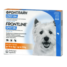 Frontline Spot-On S - Капли на холку от блох, от иксодовых клещей, от чесоточных клещей и насекомых для собак весом 2-10 кг