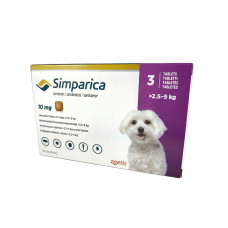 Simparica (Сімпаріка) - Жувальні таблетки від бліх та кліщів для собак 2.5-5 кг, 10 мг (1 таблетка)