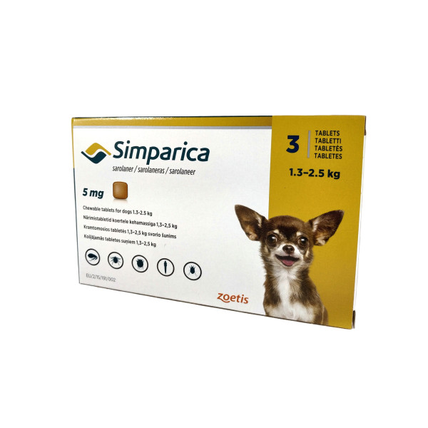 Simparica (Сімпаріка) - Таблетки від бліх та кліщів для собак 1.3-2.5 кг (1таблетка)