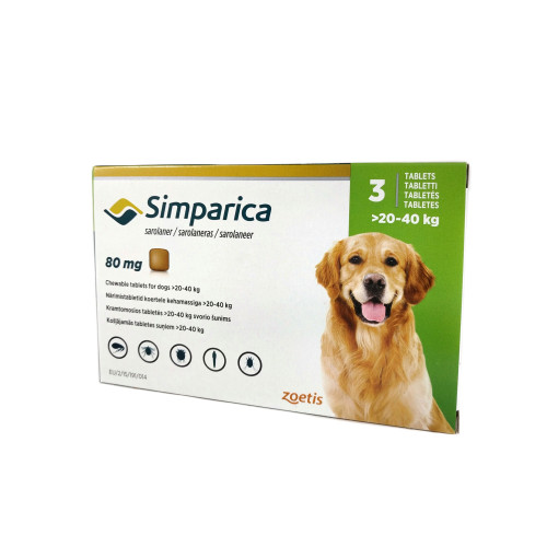 Simparica (Симпарика) - Таблетки от блох и клещей для собак 20-40 кг (1таблетка)