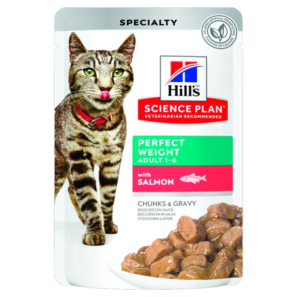 HILL\'S (Хилс) SP Cat Adult Perfect Weight Salmon - Влажный корм для кошек для поддержания оптимального веса с лососем в соусе 85 г