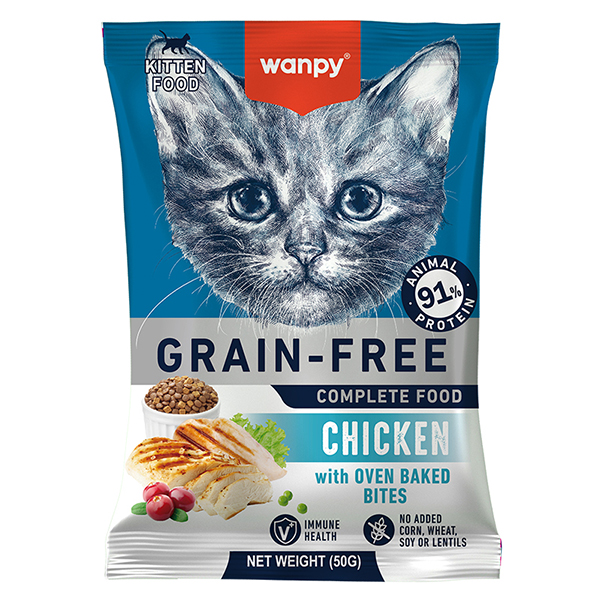 Wanpy (Ванпи) Cat Grain Free Chicken Kitten - Сухой беззерновой корм для котят с мясом курицы 50 г