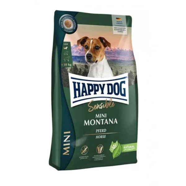 Happy Dog (Хепи Дог) Grain Free Horse Sensitive Montana Adult Mini - Сухой беззерновой корм для взрослых собак мелких пород с чувствительным пищеварением с мясом конины 800 г