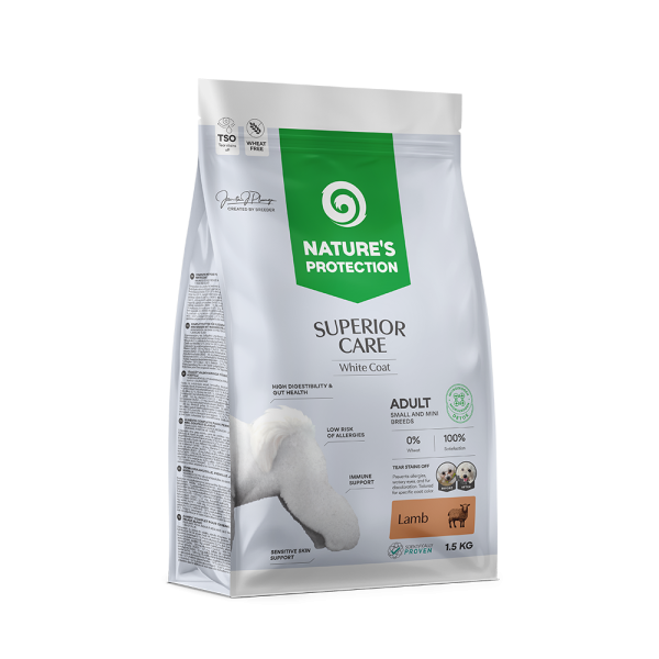 Nature’s Protection (Натур Протекшн) Superior Care Dog Lamb White Dogs Adult Mini - Сухой корм для взрослых собак мелких пород с белым окрасом с мясом ягнёнка 1.5 кг