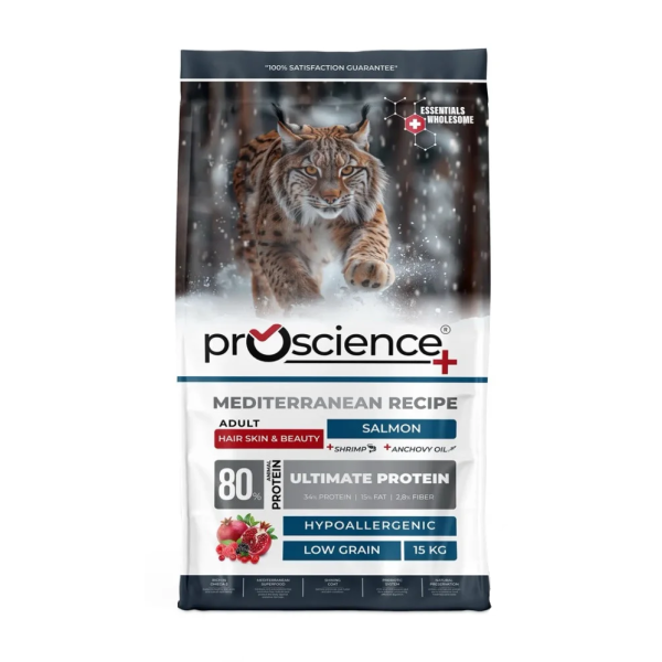 ProScience (ПроСайнс) Cat Salmon Hypoallergenic Skin & Coat Adult - Сухой гипоаллергенный корм для взрослых котов для здоровья кожи и шерсти с мясом лосося 15 кг