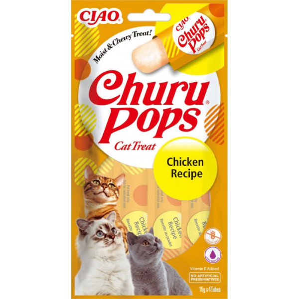 INABA (Инаба) Cat Churu Pops With Chicken - Лакомство для кошек сливочное желе с курицей 60 г