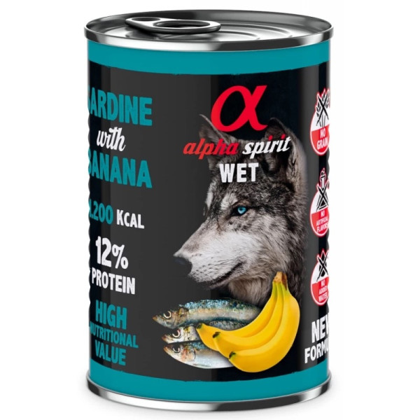 Alpha Spirit (Альфа Спирит) Sardine With Banana - Влажный корм для собак с сардиной и бананом 400 г