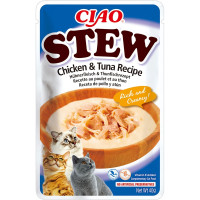 INABA (Инаба) Cat Ciao Stew With Chicken&Tuna - Лакомство для кошек кусочки в пюре тушеная курица с тунцем 40 г