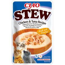 INABA (Інаба) Cat Ciao Stew With Chicken&Tuna - Ласощі для котів шматочки в пюре тушкована курка з тунцем 40 г