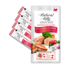 Natural Kitty (Нейчерал Кітті) Creamy Treats Tuna with Salmon & Cranberry - Кремові ласощі для котів з тунцем, лососем і журавлиною 4х12 г