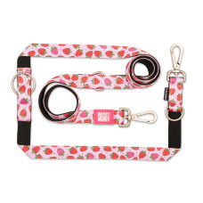 Max & Molly (Макс Моллі) Multi-Function Leash Strawberry Dream M - Багатофункціональний повідець для собак із принтом полунична мрія