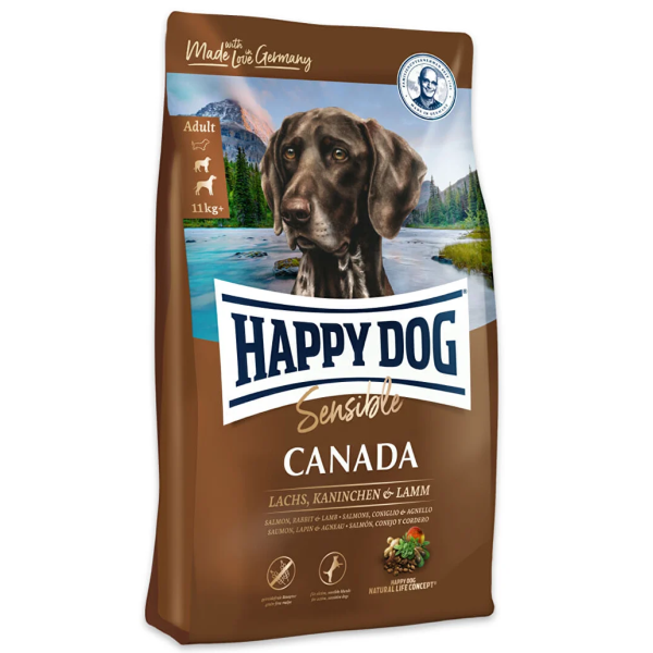 Happy Dog (Хепи Дог) Grain Free Salmon, Rabbit & Lamb Sensible Canada Adult Medium & Maxi - Сухой беззерновой корм для взрослых собак средних и больших пород с повышенной чувствительностью к корму с мясом лосося, кролика и ягнёнка 12.5 кг