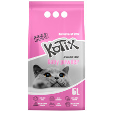Kotix (Котикс) Bentonite Baby Powder - Бентонитовый наполнитель для кошачьего туалета с ароматом детской присыпки 5 л