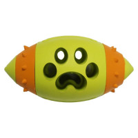 Misoko (Мисоко) Dog Toy Rugby Ball With Paw Green & Orange - Игрушка для собак мяч для регби с лапой резина зеленый и оранжевый 9.7 см