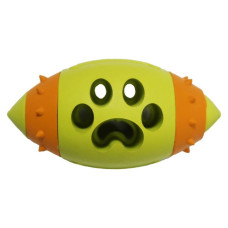 Misoko (Мисоко) Dog Toy Rugby Ball With Paw Green & Orange - Игрушка для собак мяч для регби с лапой резина зеленый и оранжевый 9.7 см