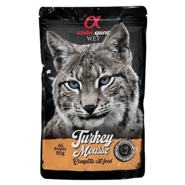 Alpha Spirit Pouch Turkey Mousse Cat - Полнорационный влажный корм с индейкой для взрослых кошек 85 г