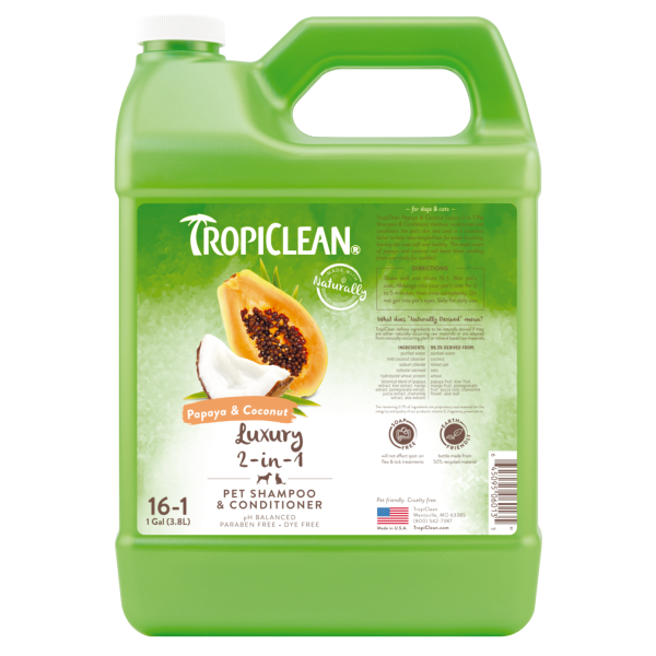 Tropical Clean - Шампунь-кондиционер «Папайя и кокос» концентрат увлажняющий для собак и кошек 3,8 л