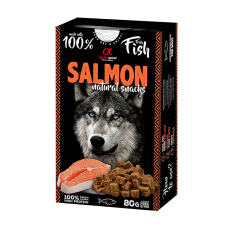 Alpha Spirit Dog Natural Snack Salmon - Напіввологі ласощі з лососем для дорослих собак 80 г