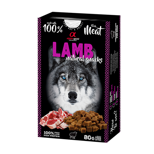 Alpha Spirit Dog Natural Snack Lamb - Полувлажное лакомство с иберийской свининой для взрослых собак 80 г