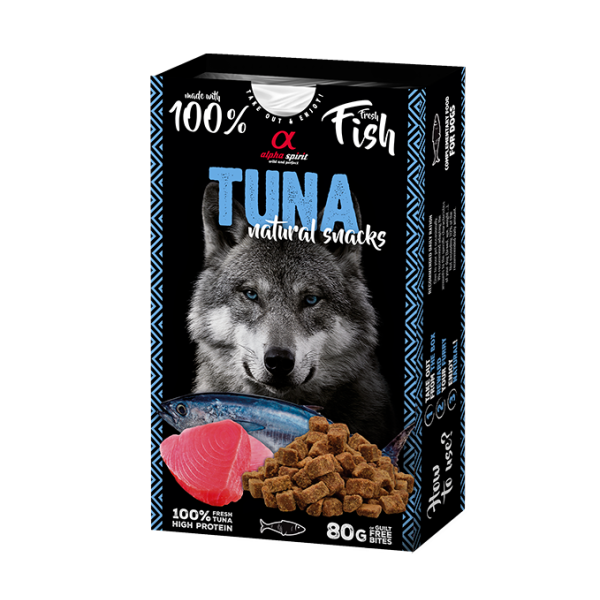Alpha Spirit Dog Natural Snack Tuna - Полувлажные лакомства с тунцом для взрослых собак 80 г