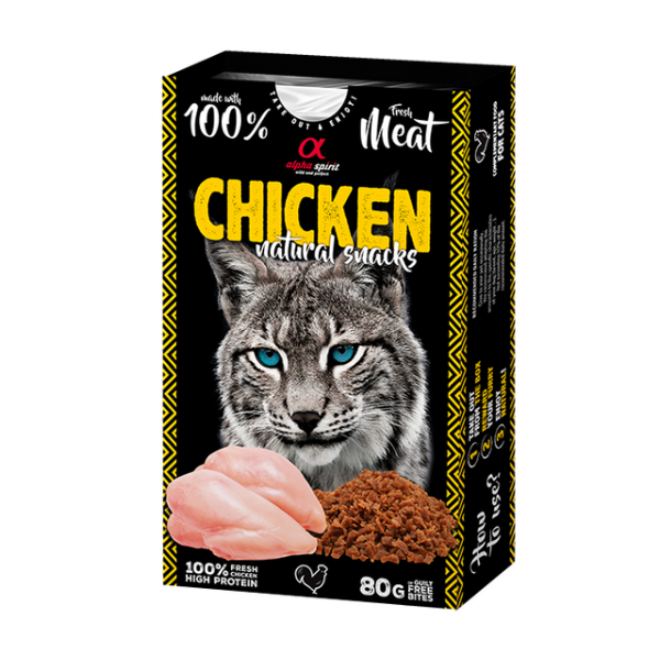 Alpha Spirit Cat Natural Snack Chicken - Полувлажные лакомства с курицей для взрослых кошек 80 г