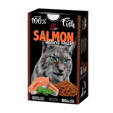 Alpha Spirit Cat Natural Snack Salmon - Напіввологі ласощі з лососем для дорослих котів 80 г