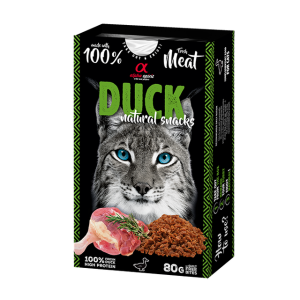 Alpha Spirit Cat Natural Snack Duck - Полувлажное лакомство с уткой для взрослых кошек 80 г