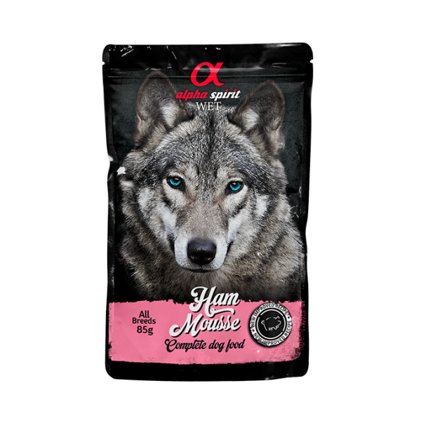 Alpha Spirit Ham Mousse Dog - Полнорационный влажный корм с ветчиной для взрослых собак 85 г