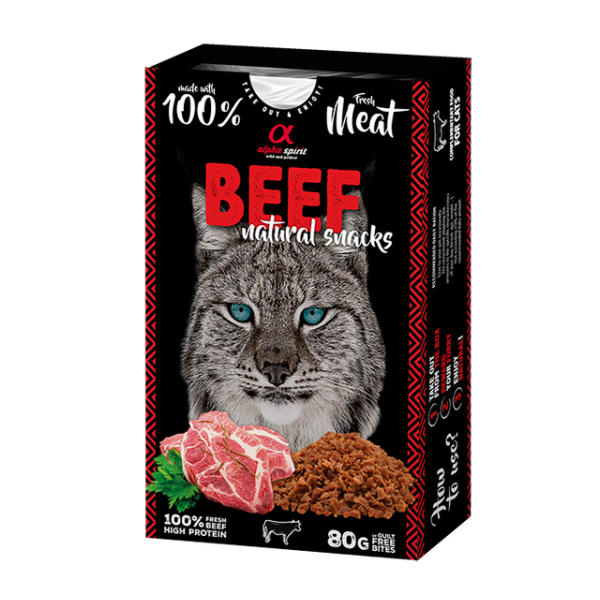Alpha Spirit Cat Natural Snack Beef - Полувлажное лакомство с говядиной для взрослых котов 80 г