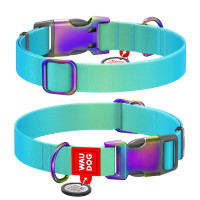 WauDog (ВауДог) Nylon Recycled Blue - Ошейник для собак нейлоновый градиент голубой (Ш 25 мм, Дл 37-58 см) XL