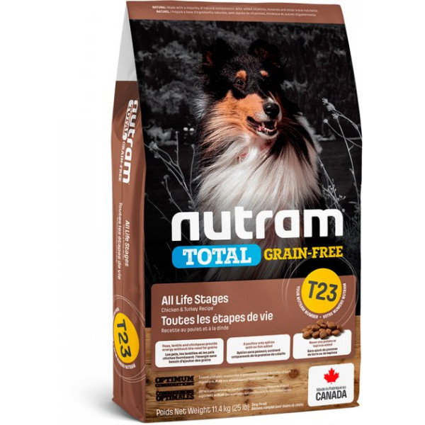 Nutram (Нутрам) T23 Chicken and Turkey Dog - Сухий беззлаковий корм для собак з куркою та індичкою 11.4 кг