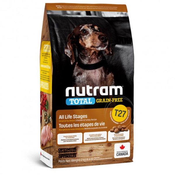 Nutram (Нутрам) T27 Chicken and Turkey Small Dog - Сухий беззлаковий корм для собак дрібних порід з куркою та індичкою 2 кг