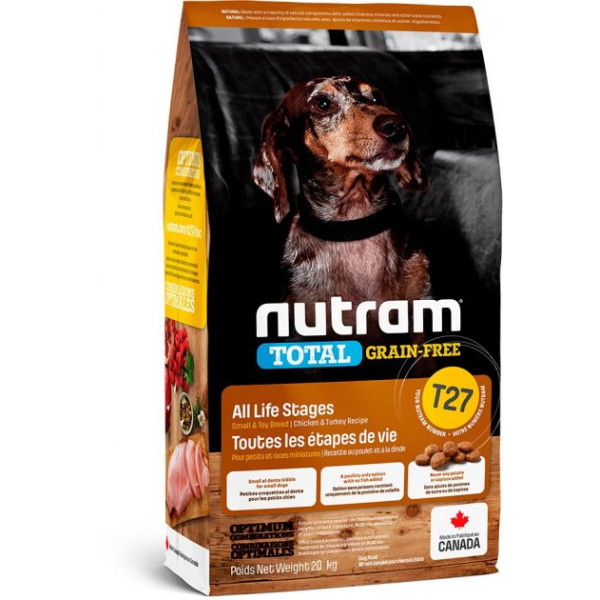 Nutram (Нутрам) T27 Chicken and Turkey Small Dog - Сухий беззлаковий корм для собак дрібних порід з куркою та індичкою 20 кг