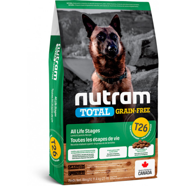 Nutram (Нутрам) T26 Lamb Dog - Сухий беззлаковий корм для собак з ягням 11.4 кг