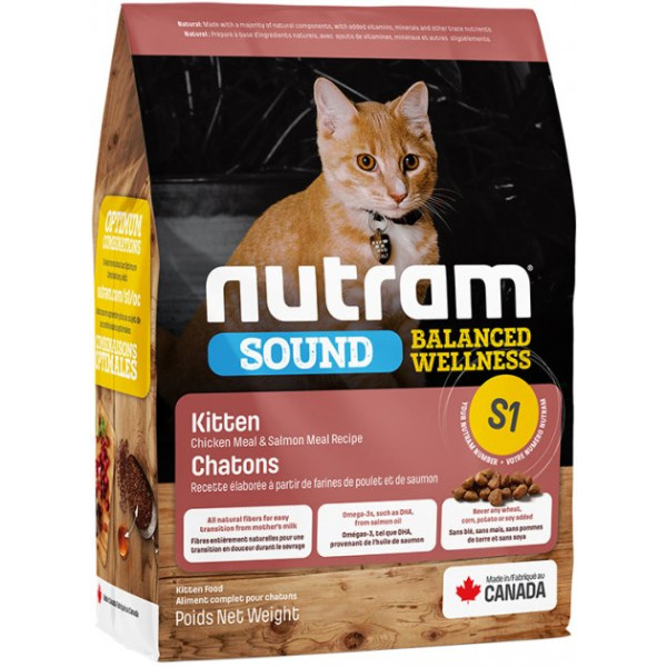 Nutram (Нутрам) S1 Sound Balanced Kitten Chiken & Salmon - Сухий корм для кошенят з куркою та лососем 5.4 кг