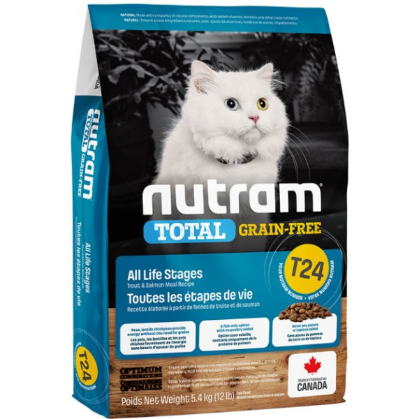 Nutram (Нутрам) T24 Salmon & Trout - Сухой беззерновой корм для кошек с лососем и форелью 5.4 кг