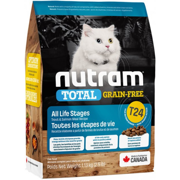 Nutram (Нутрам) T24 Salmon & Trout - Сухой беззерновой корм для кошек с лососем и форелью 1.13 кг