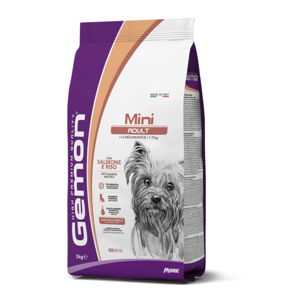 Gemon (Джемон) Dog Salmon & Rice Adult Mini - Сухой корм для взрослых собак мелких пород с мясом лосося и рисом 3 кг