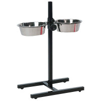 Flamingo (Фламинго) Feeding and drinking bowl Duo dinner stand Otis Silver & Black - Миски для собак на штативе, нержавейка, 2.5 л (25 см) 2 шт